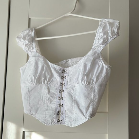 NWOT Garage White Hook & Eye Bustier Top (Small) - Picture 2 of 8